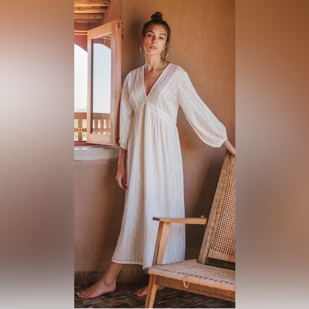 ROVE Alma Midi Dress – Soft White Cotton – NWOT